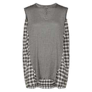 イッセイミヤケ(ISSEY MIYAKE)のme ISSEY MIYAKE GINGHAM CHECK GRAY(シャツ/ブラウス(半袖/袖なし))