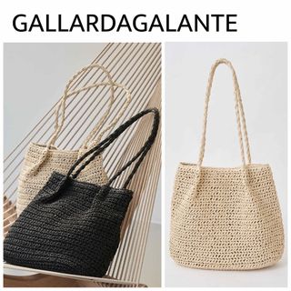 ガリャルダガランテ(GALLARDA GALANTE)の【美品】GALLARDAGALANTE NAVY ロングハンドルかごトートバッグ(かごバッグ/ストローバッグ)