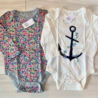 ベビーギャップ(babyGAP)の【新品】babygap 長袖ロンパース 2枚セット 80(ロンパース)