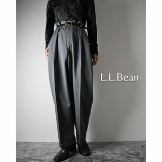 L.L.Bean - L.L.Bean 2タック ワイド コットン スラックス ダブル W44 グレー