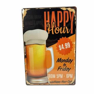 アンティーク風看板  レトロ  アメリカ雑貨 ビール ハッピーアワー ダイナー(その他)