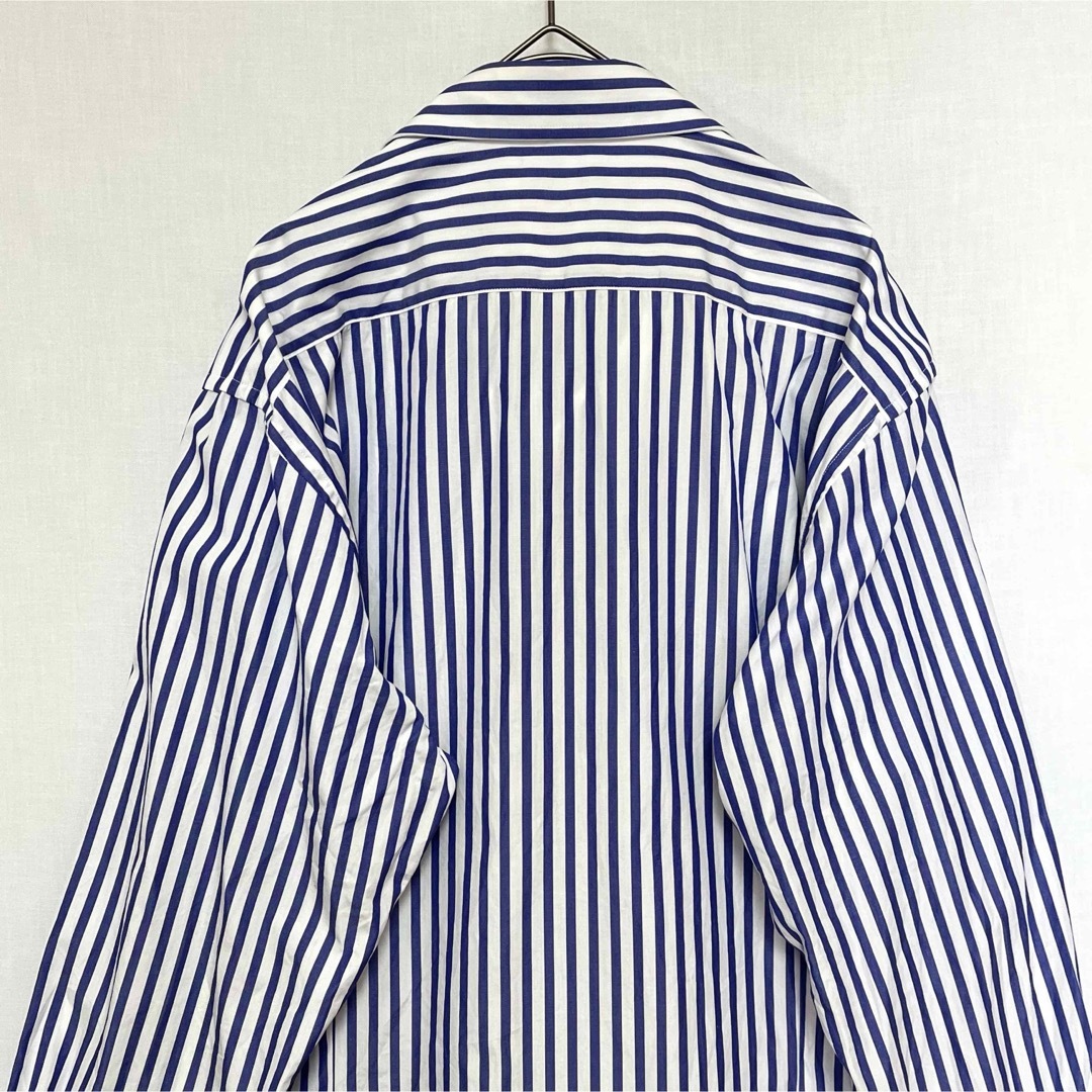THOMAS MASON(トーマスメイソン)のトーマスメイソン フェアファックス タブカラー ストライプシャツ 青白 メンズのトップス(シャツ)の商品写真