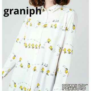 グラニフ(Graniph)の【極美品】graniph　グラニフ　PEANUTS　コラボ　シャツワンピース(ひざ丈ワンピース)