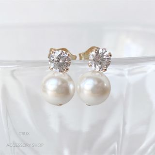 [14kgf] P47 cz pearl pierce・earring(ピアス)