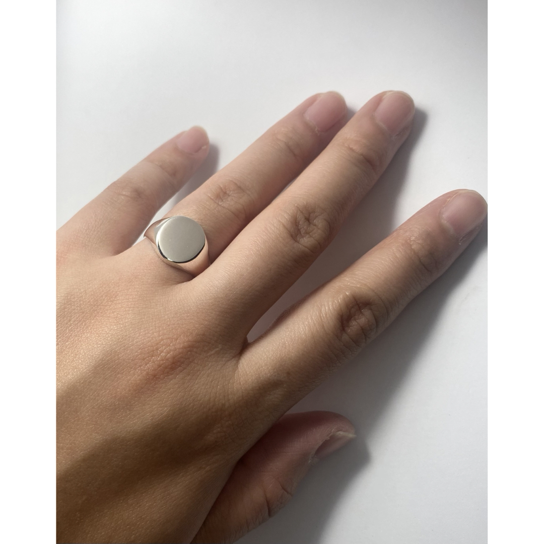 オーバル　シグネット　印台　シルバー925リングSILVER銀指輪14号　E7イ メンズのアクセサリー(リング(指輪))の商品写真