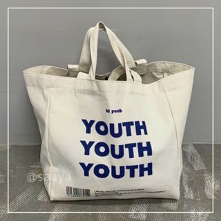 youth ロゴ トートバッグ 大容量 肩掛け ショルダーバッグ 新品 美品 白(トートバッグ)