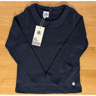 プチバトー(PETIT BATEAU)の【新品タグ付き】プチバトー　長袖　襟付きカットソー　ネイビー　5a(Tシャツ/カットソー)