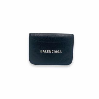 バレンシアガ(Balenciaga)のバレンシアガ　コンパクトウォレット　レザー　ブラック　ロゴ　ホワイト　財布(折り財布)