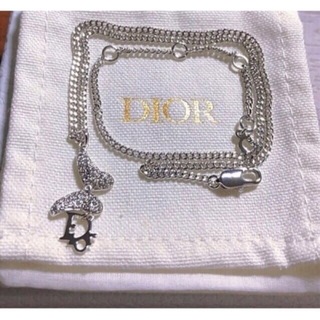 クリスチャンディオール(Christian Dior)のDior  ロゴ 蝶 ネックレス シルバー ストーン 可愛い silver(ネックレス)