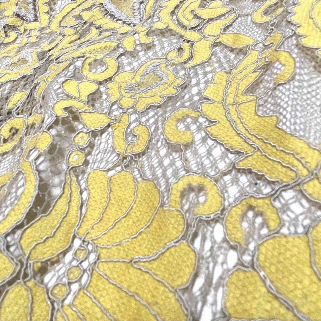 【FTY】ロングスカート40 イエロー/黄色 花柄 レトロ フレアスカート レディースのスカート(ひざ丈スカート)の商品写真