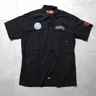 ディッキーズ(Dickies)のディッキーズ　Lサイズ　ワークシャツ　半袖　ブラック　バックプリント(シャツ)