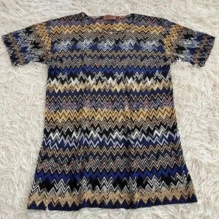 ミッソーニ(MISSONI)の美品　missoni ミッソーニ 半袖 ニット 総柄　マルチカラー　フリーサイズ(シャツ/ブラウス(半袖/袖なし))