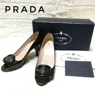 プラダ(PRADA)のPRADA  プラダ  パンプス　ヒール　オープントゥー　保存箱　袋付(ハイヒール/パンプス)