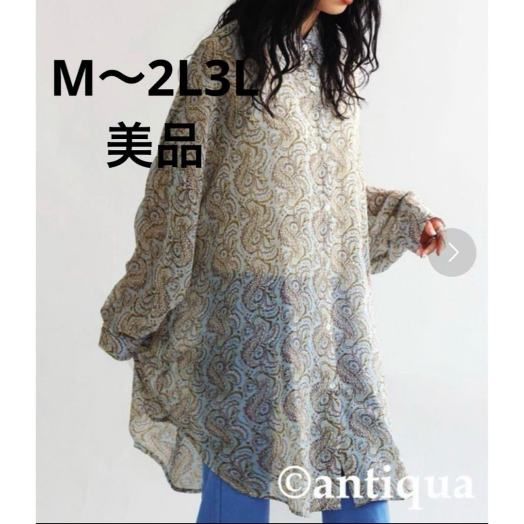 antiqua(アンティカ)の【美品】antiqua アンティカ シフォン ブラウス M.L.LL.2L.3L レディースのトップス(シャツ/ブラウス(長袖/七分))の商品写真