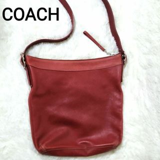 COACH - COACH レザー ショルダーバッグ レザー レッド 大容量の通販