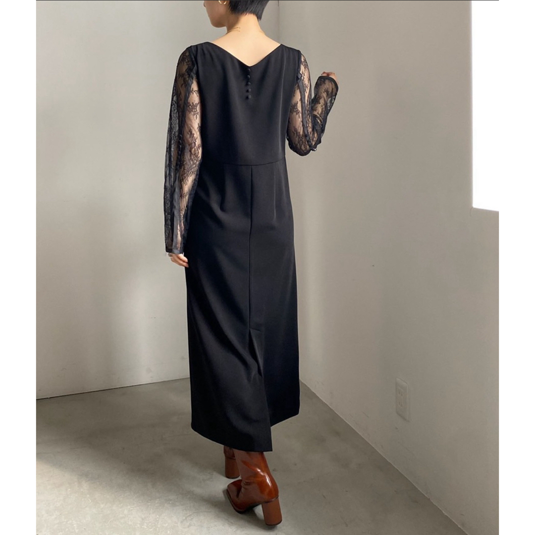 Ameri VINTAGE(アメリヴィンテージ)の未使用新品 ameri LACE REFINED TIGHT DRESS 黒 L レディースのワンピース(ロングワンピース/マキシワンピース)の商品写真