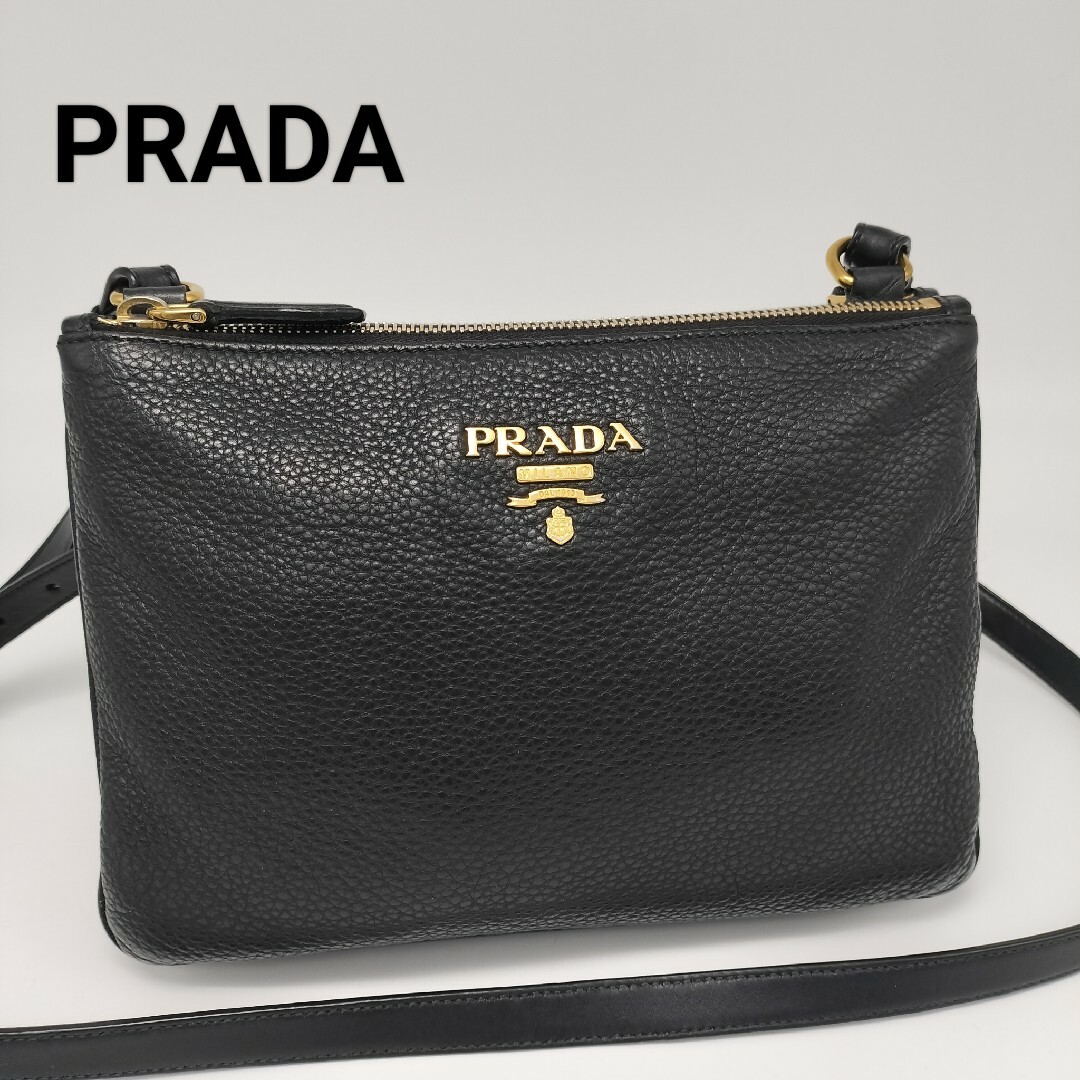 PRADA - 極美品✨プラダ ショルダーバッグ レザー ブラック 黒の通販