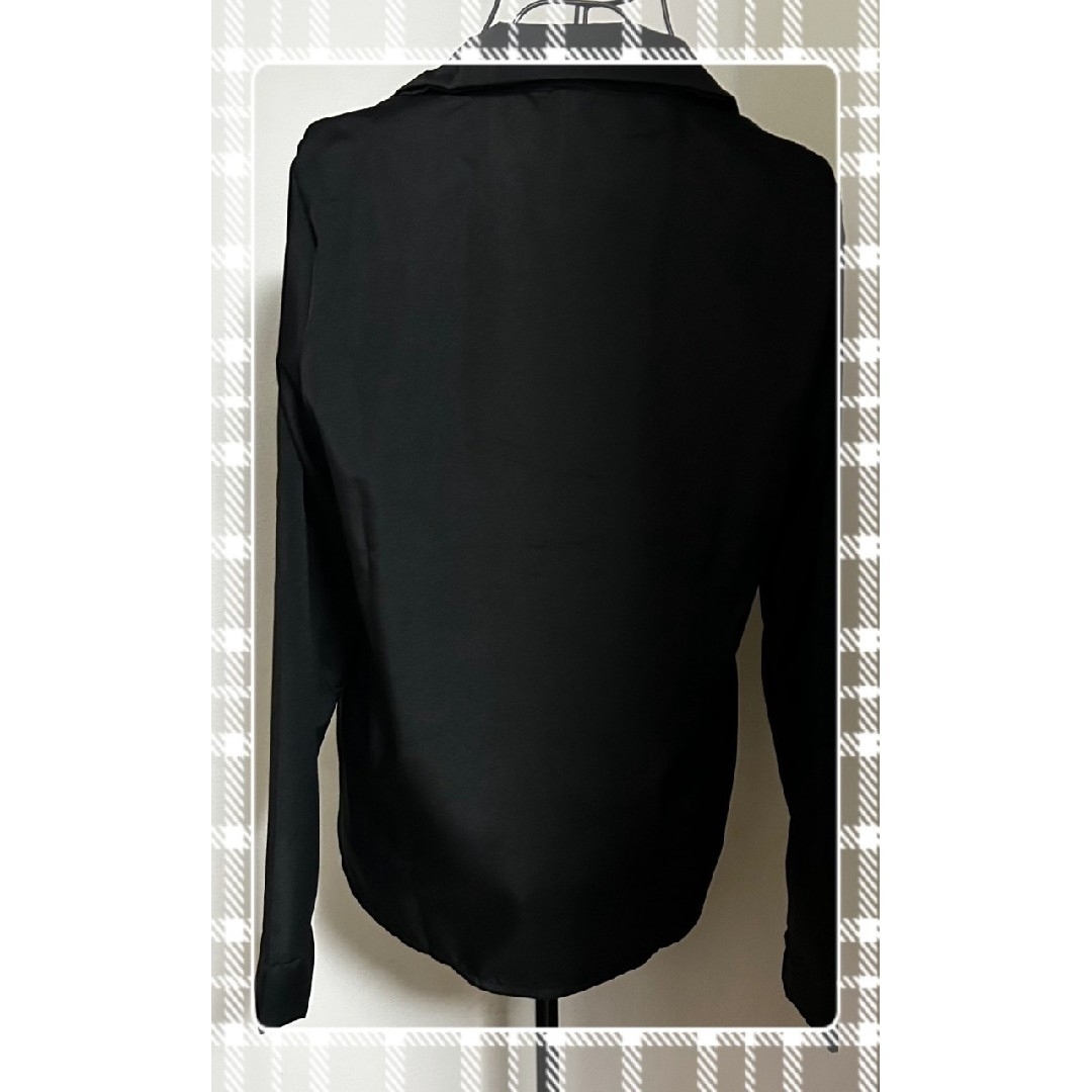 【ブラック】シフォンブラウス　オフィスカジュアル レディースのトップス(シャツ/ブラウス(長袖/七分))の商品写真