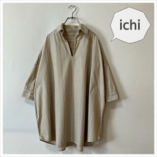 イチ(ichi)のイチ スキッパー襟が大人可愛い ストライプ柄のシャツ チュニック(シャツ/ブラウス(長袖/七分))