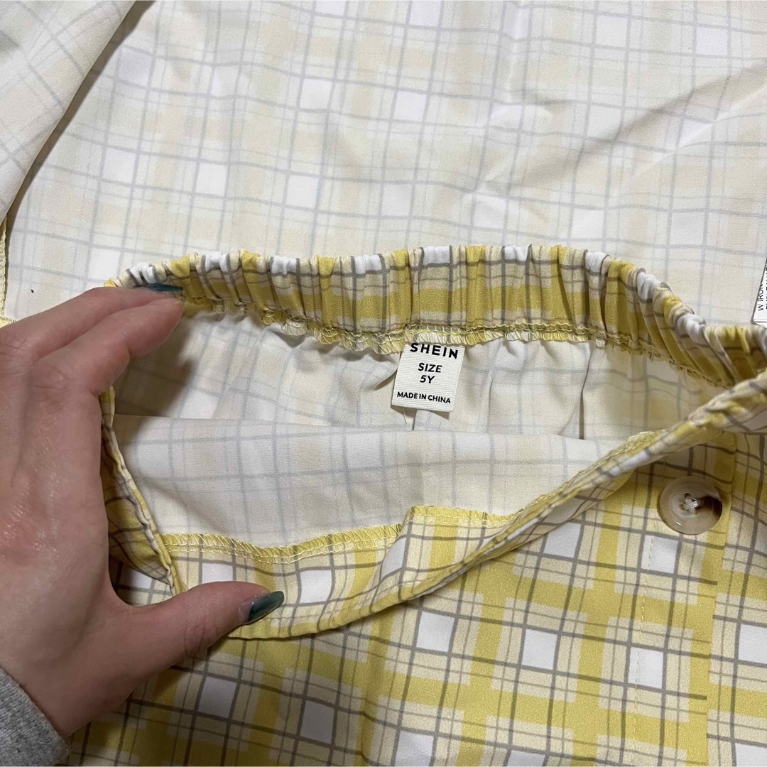 子供服 セットアップ 3点セット チェック イエロー 5Ｙ キッズ/ベビー/マタニティのキッズ服男の子用(90cm~)(ドレス/フォーマル)の商品写真