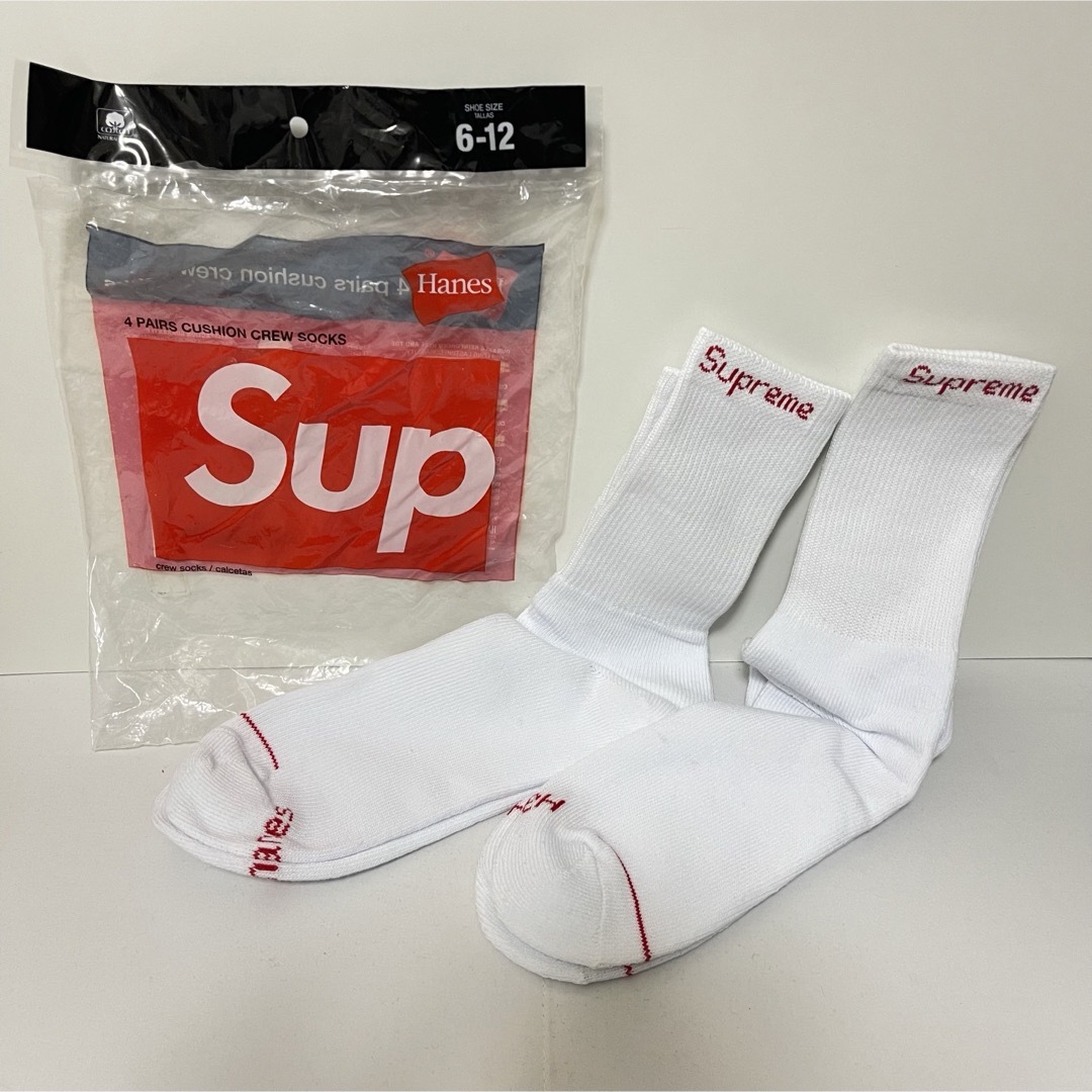 Supreme(シュプリーム)の新品未使用　Supreme Hanes ソックス　白　2足分　2ペア　靴下 メンズのレッグウェア(ソックス)の商品写真