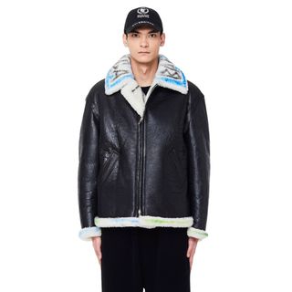 バレンシアガ(Balenciaga)の激レア クリスブラウン着用 BALENCIAGA グラフィティ レザージャケット(レザージャケット)