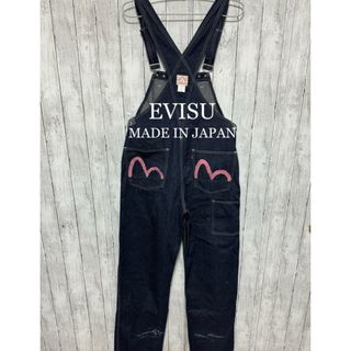 エビス(EVISU)の【超希少】初期EVIS表記　デニムオーバーオール！ピンクカモメ！日本製！(サロペット/オーバーオール)