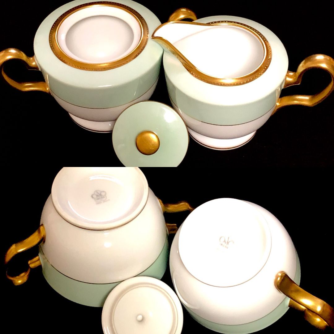 未使用品】大倉陶園 OKURA メイグリーン シュガーポット クリーマー 未使用品】大倉陶園 OKURA メイグリーン シュガーポット クリーマー