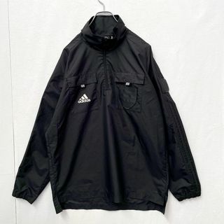 アディダス(adidas)のアディダス　ハーフジップ　ポケット付　プルオーバー　ナイロンジャケット　黒　XL(ナイロンジャケット)