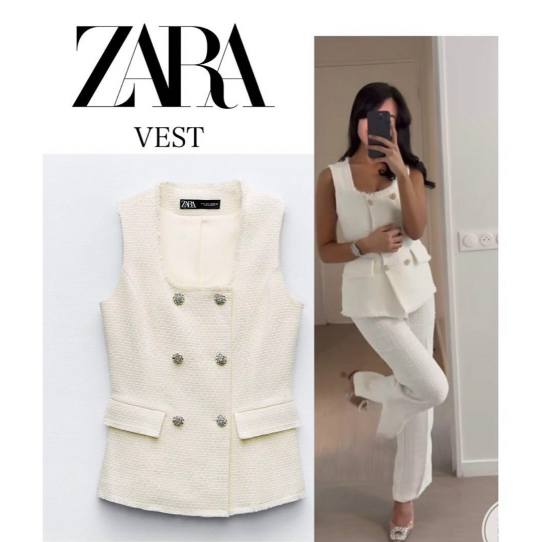 ZARA - 【限定セール】大人気ツイードベストの通販 by NANA ZARA - 【限定セール】大人気ツイードベストの通販 by NANA