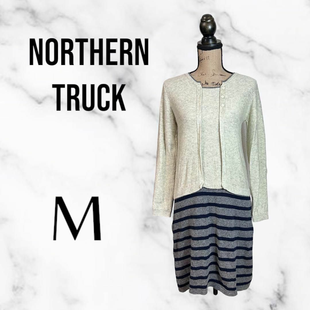 NORTHERN TRUCK(ノーザントラック)の【NORTHERN TRUCK】ウール混ドッキングワンピース　ボーダー　薄手　M レディースのワンピース(ロングワンピース/マキシワンピース)の商品写真