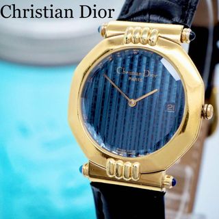 クリスチャンディオール(Christian Dior)の211 クリスチャンディオール時計　ロゴ文字盤　ゴールド　ネイビー　オクタゴン(腕時計(アナログ))