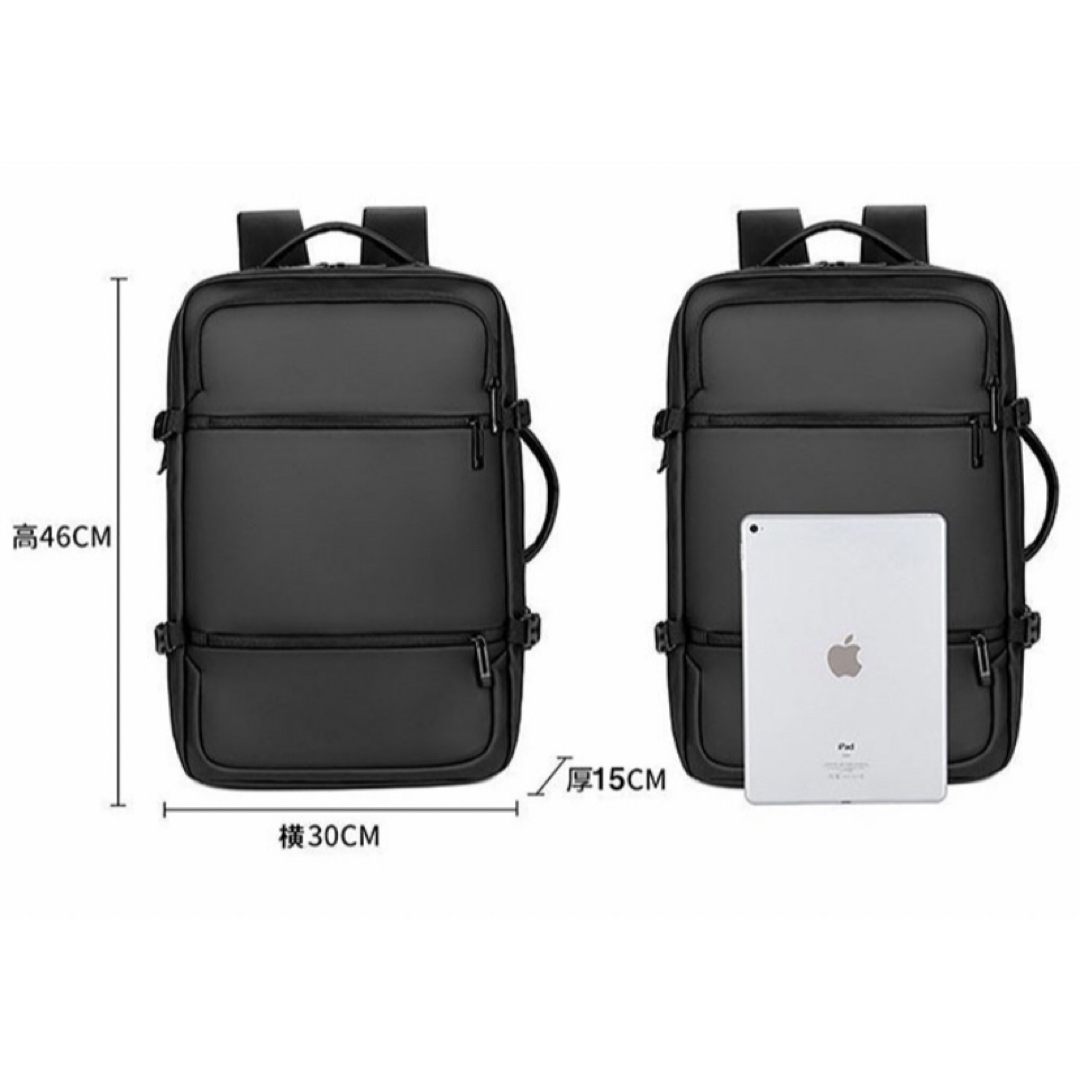 リュック ビジネスリュック 防水 5層式収納 大容量 USB充電ポートブラック メンズのバッグ(バッグパック/リュック)の商品写真