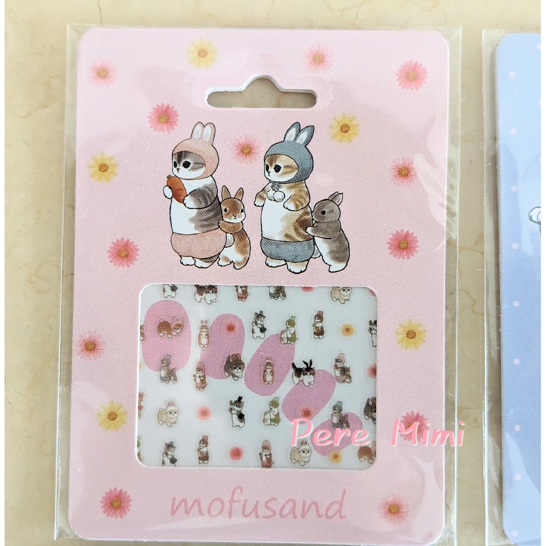 mofusand(モフサンド)のモフサンド ネイルシール ４枚セット 海外 台湾 mofusand うさにゃ エンタメ/ホビーのおもちゃ/ぬいぐるみ(キャラクターグッズ)の商品写真