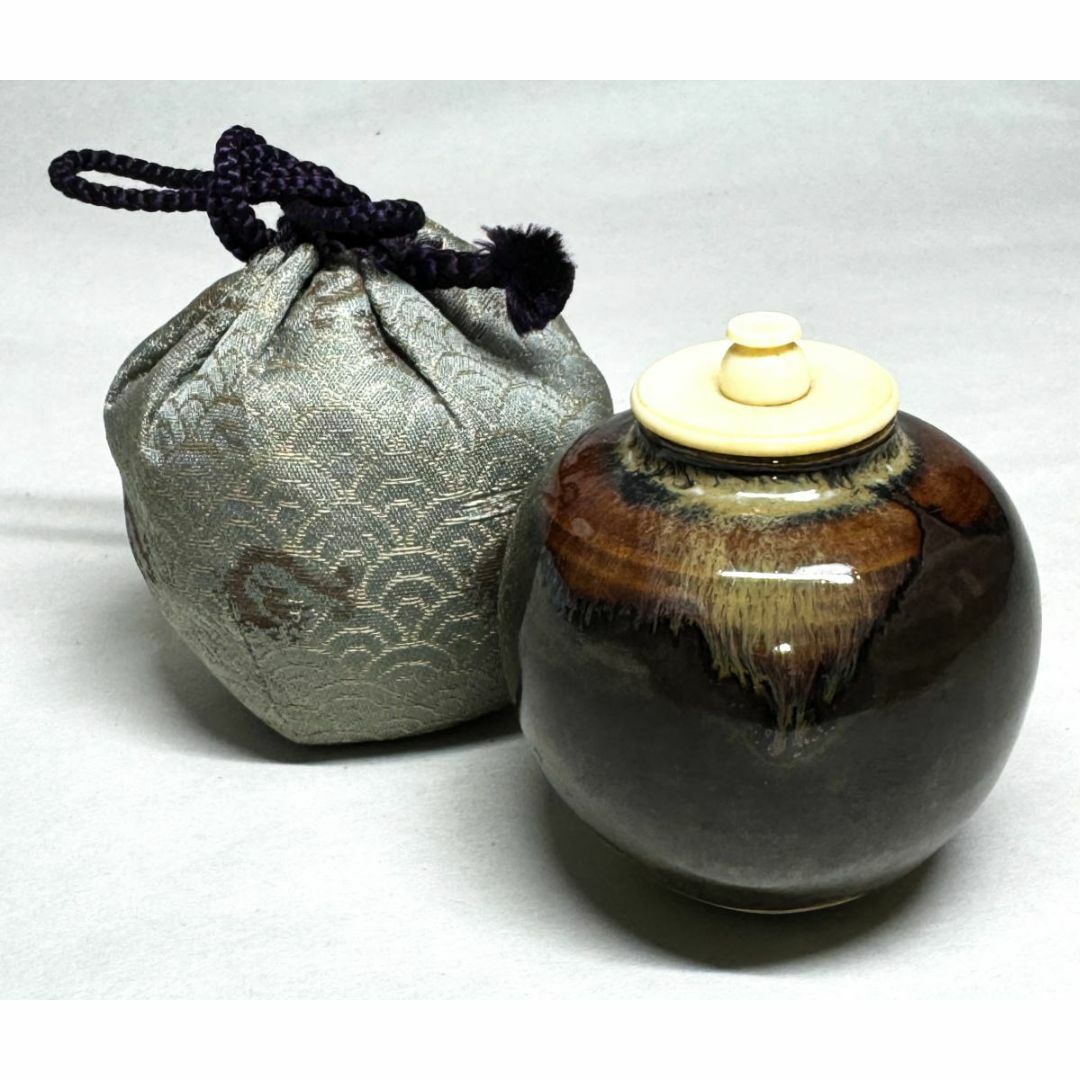 時代物 古茶入れ 仕覆付 棗 茶壺 煎茶道具 古美術 古陶磁工芸 WWTT089 エンタメ/ホビーの美術品/アンティーク(陶芸)の商品写真