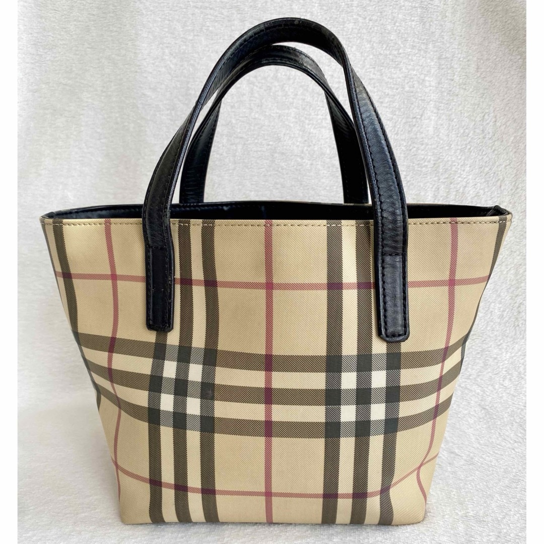 BURBERRY(バーバリー)のBURBERRY バーバリー チェック柄 ミニハンドバッグ PVC レザー レディースのバッグ(ハンドバッグ)の商品写真