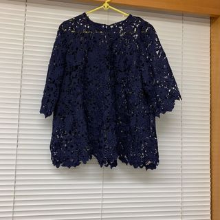 ザラ(ZARA)のZARA woman トップス　ネイビー(シャツ/ブラウス(半袖/袖なし))