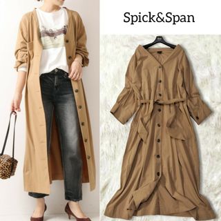 スピックアンドスパン(Spick & Span)のスピック&スパン ✿ 前ボタン シャツワンピース ロング ベージュ ゆったり(ロングワンピース/マキシワンピース)