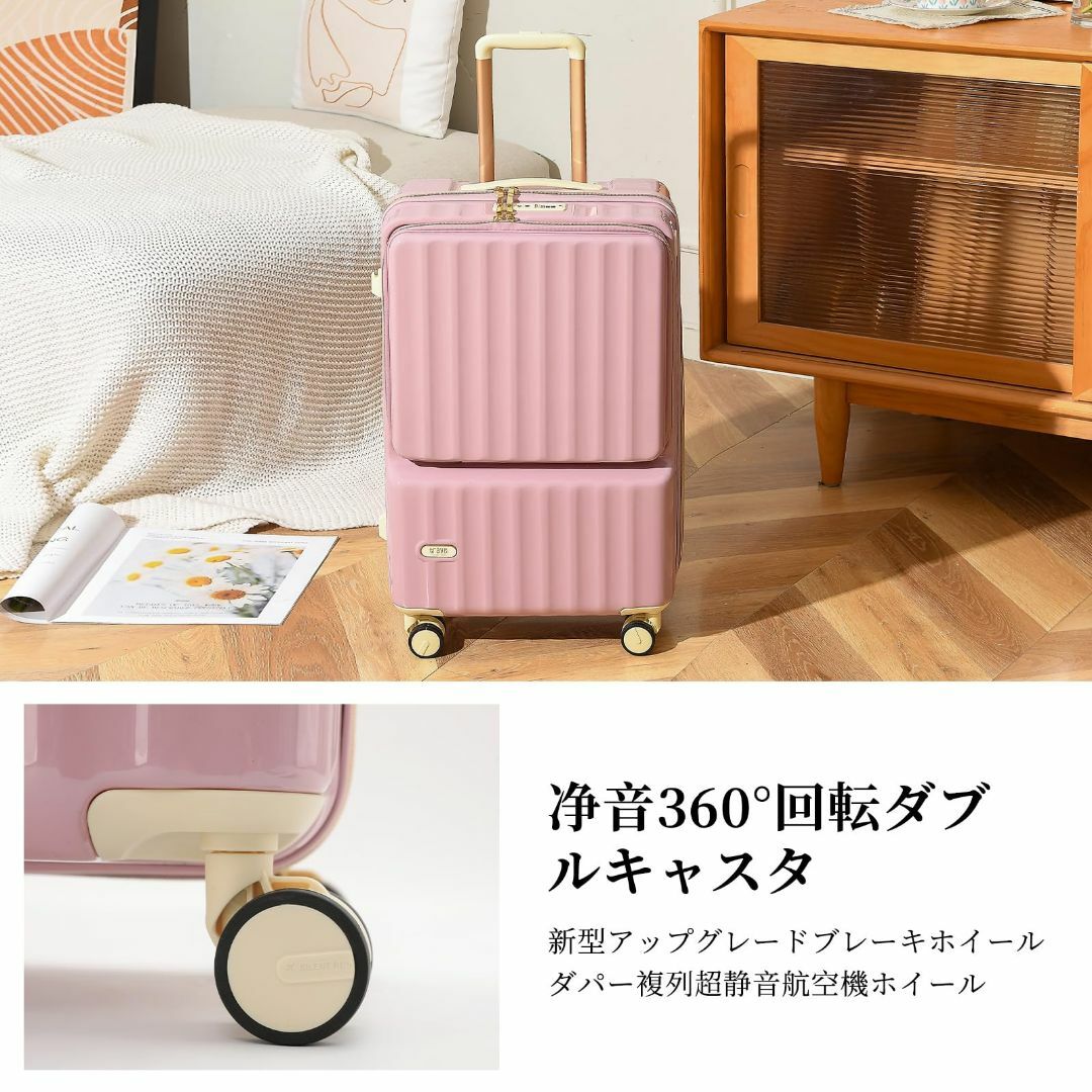 【色: Pink】[GGQAAA] スーツケース 軽い トップオープン機能 綺麗その他