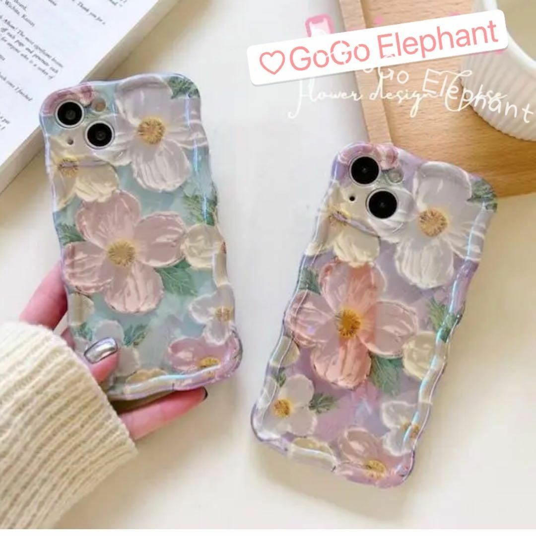 韓国♡お花にうっとり一目惚れ◎フラワー 油絵風 光沢デザイン iphoneケース スマホ/家電/カメラのスマホアクセサリー(iPhoneケース)の商品写真