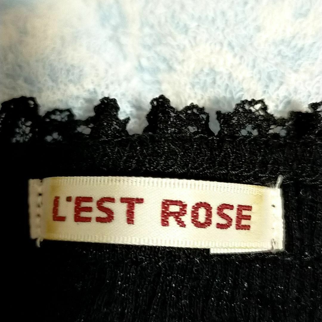 L'EST ROSE(レストローズ)のレストローズ　立体小花装飾黒のカットソー　未使用品 レディースのトップス(カットソー(長袖/七分))の商品写真