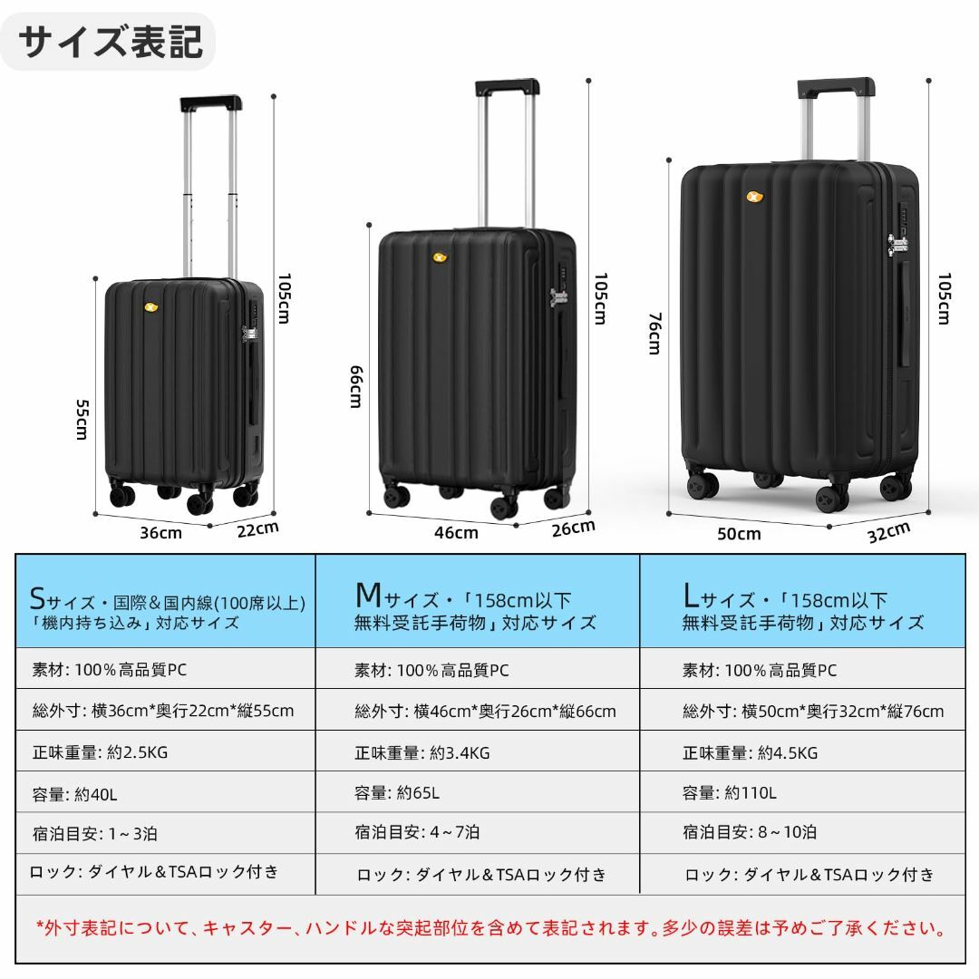 【色: ブラック】[MGOB] スーツケース キャリーケース 大型 65L 6泊 その他のその他(その他)の商品写真