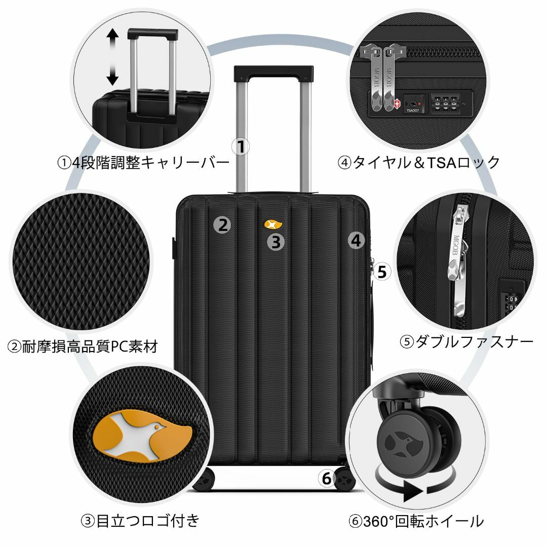 【色: ブラック】[MGOB] スーツケース キャリーケース 大型 65L 6泊 その他のその他(その他)の商品写真