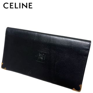 セリーヌ(celine)の【美品】CELINE セリーヌ　長財布　トリオンフロゴ　札入れ　ブラック(長財布)