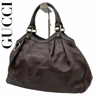 グッチ(Gucci)の美品　GUCCI　グッチ　S1　グッチシマレザー　ハンドバッグ　トートバッグ　茶(ハンドバッグ)