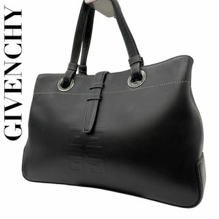 ジバンシィ(GIVENCHY)の良品　GIVENCHY　ジバンシー　S24　レザー　ハンドバッグ　デカロゴ　黒(ハンドバッグ)