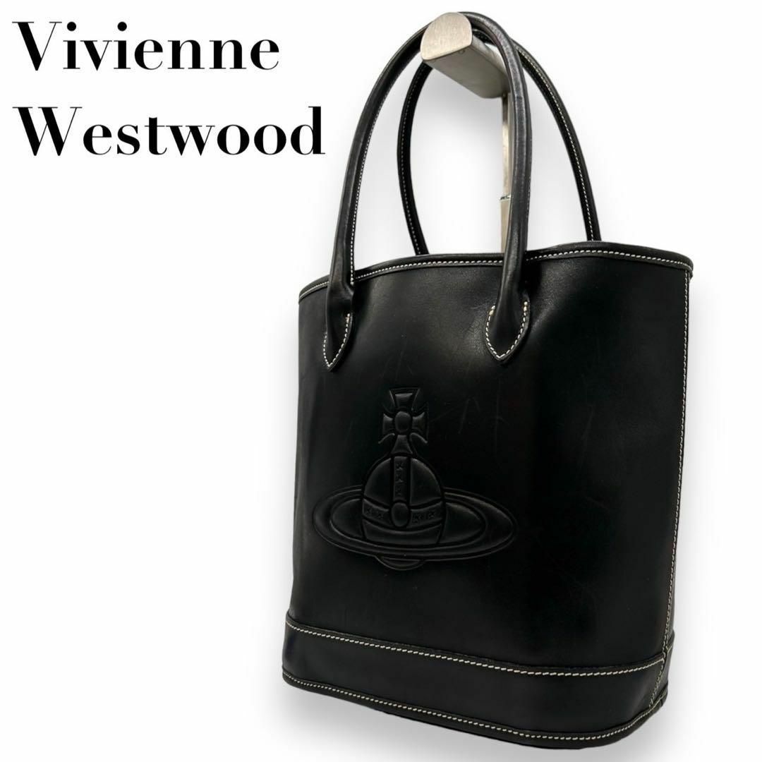 Vivienne Westwood(ヴィヴィアンウエストウッド)のヴィヴィアンウエストウッド トートバッグ　E5 ビッグオーブ　黒　レザー レディースのバッグ(ハンドバッグ)の商品写真