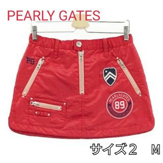 パーリーゲイツ(PEARLY GATES)のPEARLY GATES パーリーゲイツ 中綿スカート ワッペン レッド  M(ウエア)