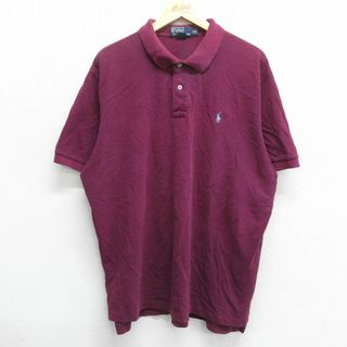 ラルフローレン(Ralph Lauren)のXL★古着 ラルフローレン Ralph Lauren 半袖 ブランド ポロ シャツ メンズ 90年代 90s ワンポイントロゴ 鹿の子 大きいサイズ コットン 紫 パープル 24mar30 中古 トップス(ポロシャツ)