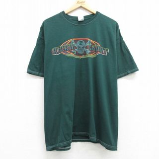 XL★古着 半袖 ビンテージ Tシャツ メンズ 00年代 00s レーシングカー Rickie Gaunt 大きいサイズ コットン クルーネック 緑 グリーン 24mar30 中古(Tシャツ/カットソー(半袖/袖なし))